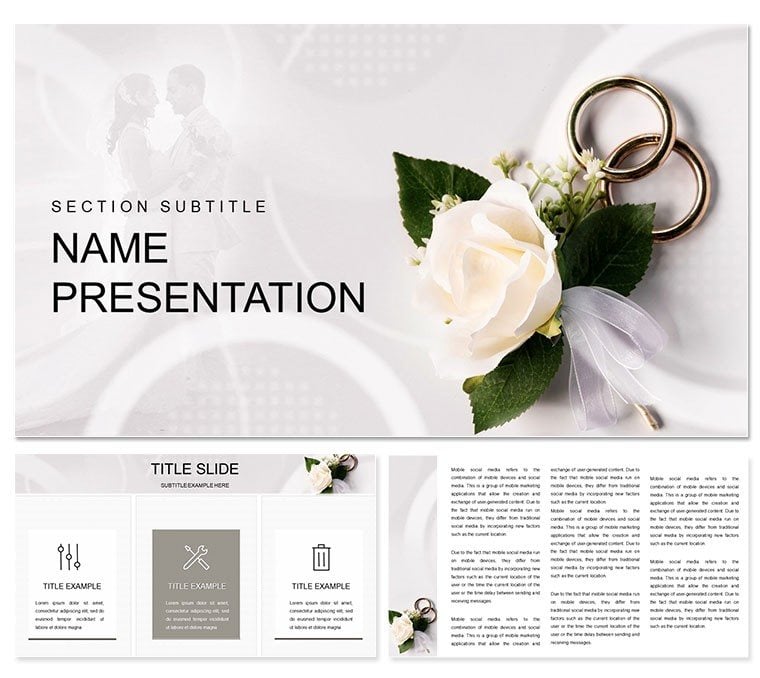 Wedding: Rings, Bouquet PowerPoint templates