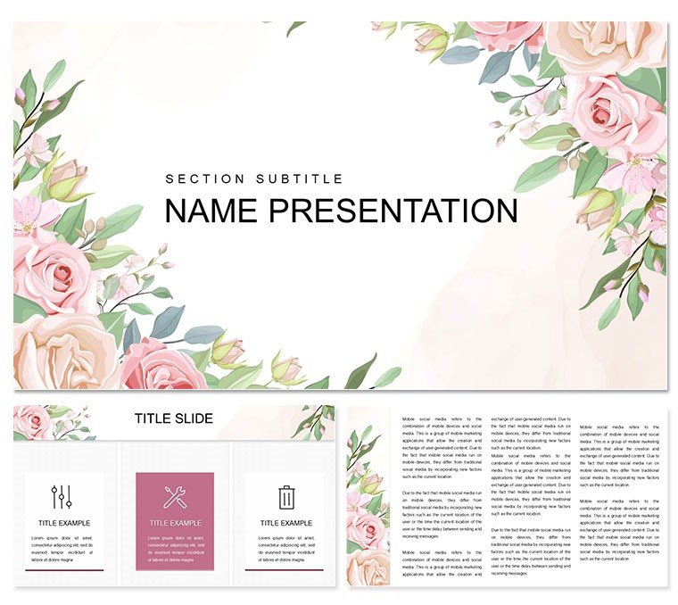 Congratulation Flowers Background PowerPoint template