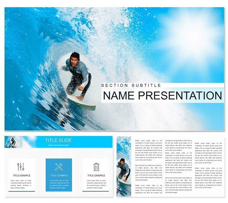 Surfing Big Waves PowerPoint templates
