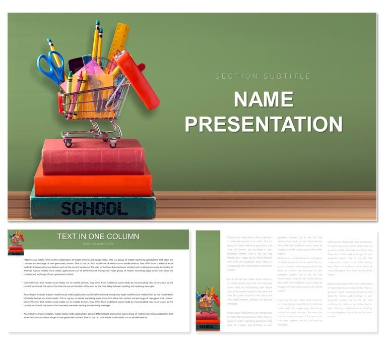 School Supply and Teacher Supplies PowerPoint template