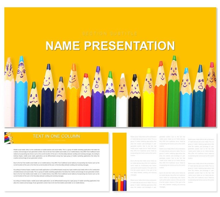 Educational pencils PowerPoint template