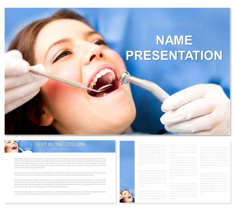 Dental clinic, tooth decay treatment PowerPoint template