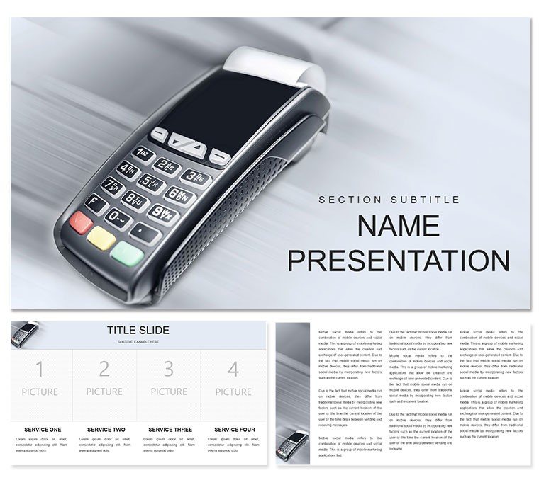Point-of-Sale Terminal, payment in stores template for PowerPoint presentation