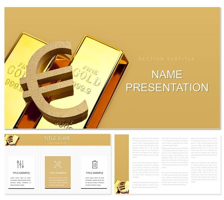 Fine Gold Finance Economy PowerPoint template, PPTX Presentation