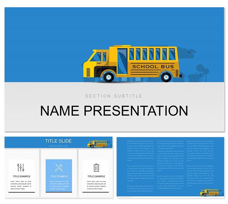 School Bus PowerPoint template for presentation, PPTX