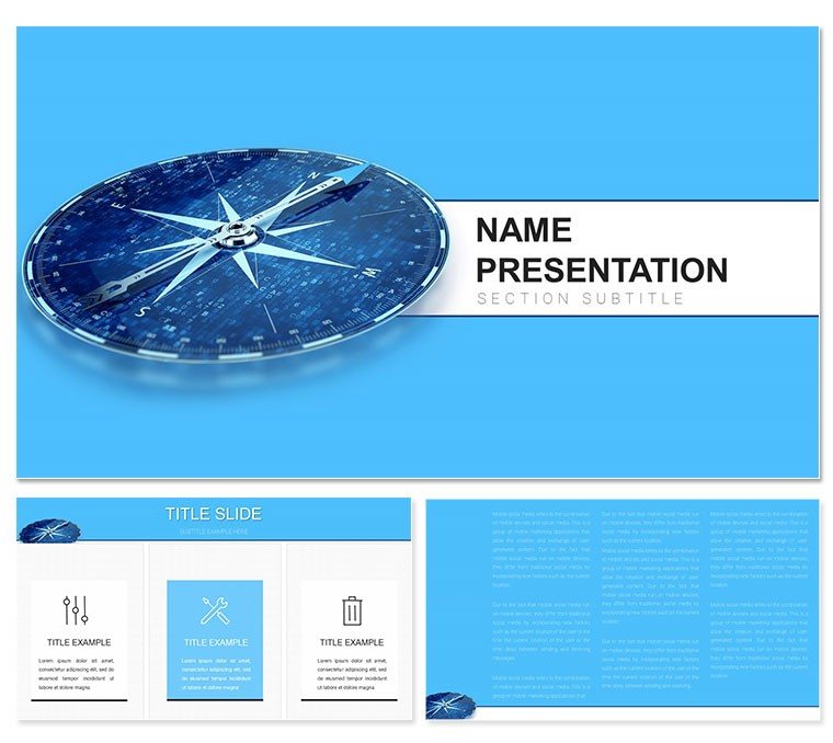 Compass: Marketing and Management PowerPoint template for presentation, PPTX