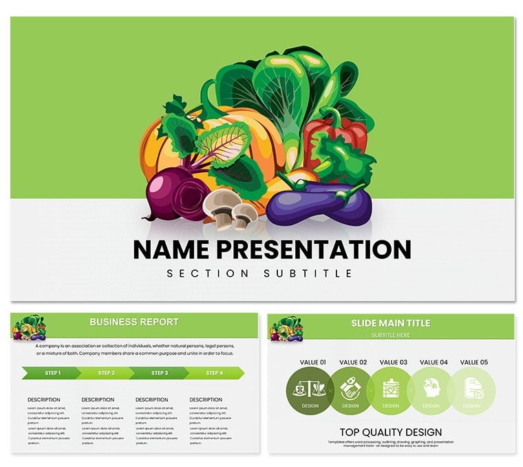 Vegetables and Greengrocery PowerPoint template for presentation, PPTX