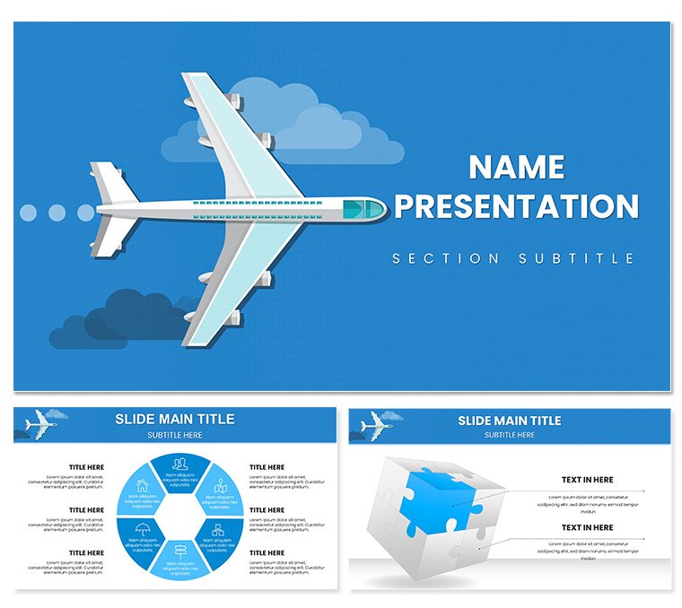 Airplane Flights PowerPoint template for presentation