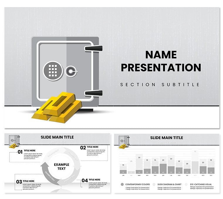 Bank: Security Safe for gold and money PowerPoint template