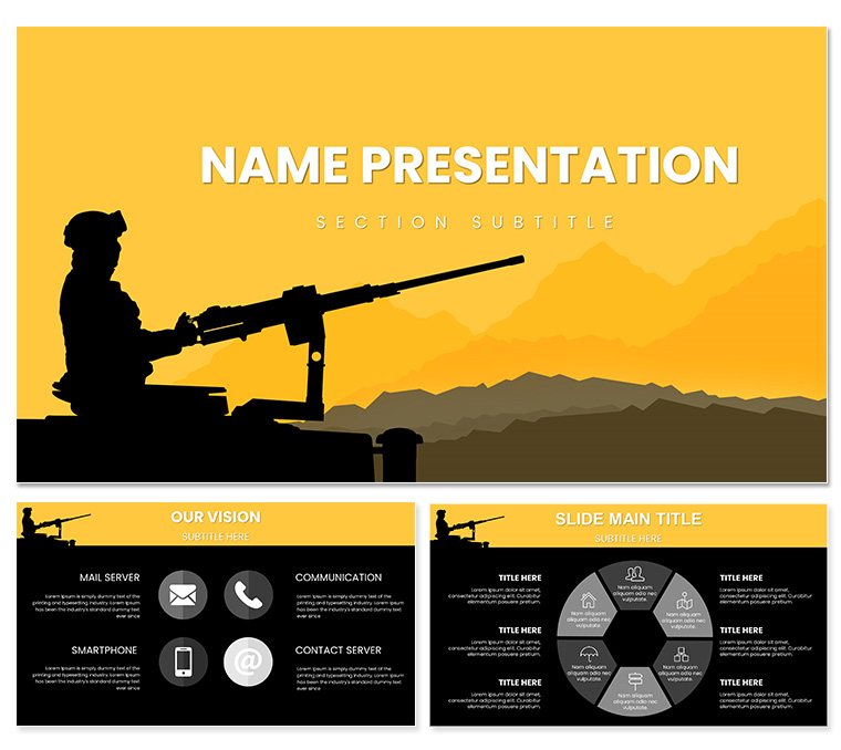 Military: Machine Gun PowerPoint template for Presentation