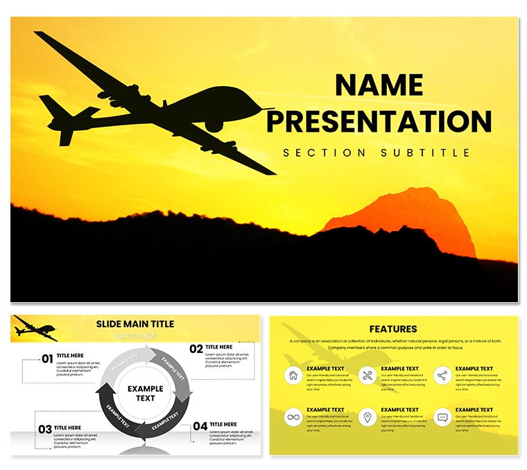 Drone Warfare PowerPoint Template | Military Technology Presentation