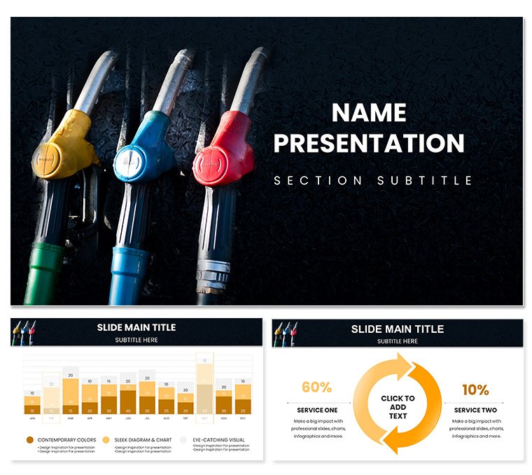 Gasoline Fuel Pump PowerPoint Template for Presentations | High-Quality Graphics