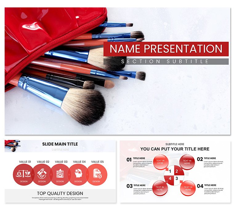 Cosmetic Brushes Accessories PowerPoint Template for Presentation