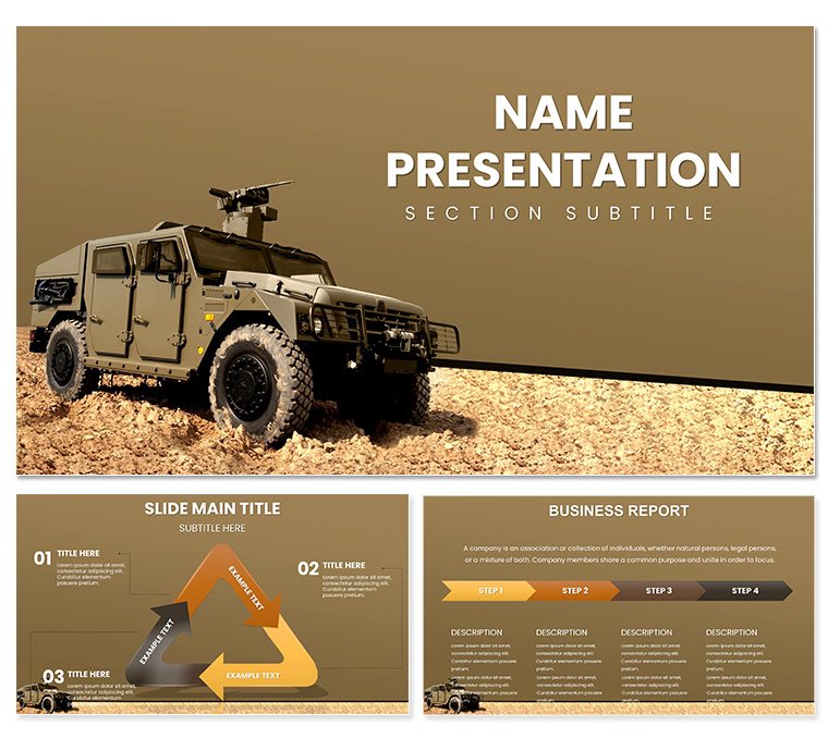 Create a Powerful Military-Themed Presentation with our Military Vehicle PowerPoint Template