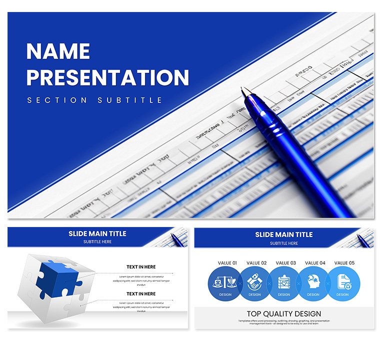 Powerful Business and Financial Documents PowerPoint Template - Customize Now!