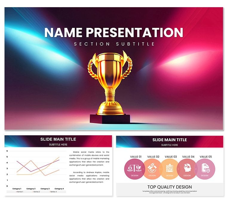 Awards First Place Cup PowerPoint Template Presentation | Download