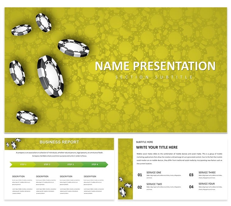 Many Chips Casino Background PowerPoint Template for Presentations
