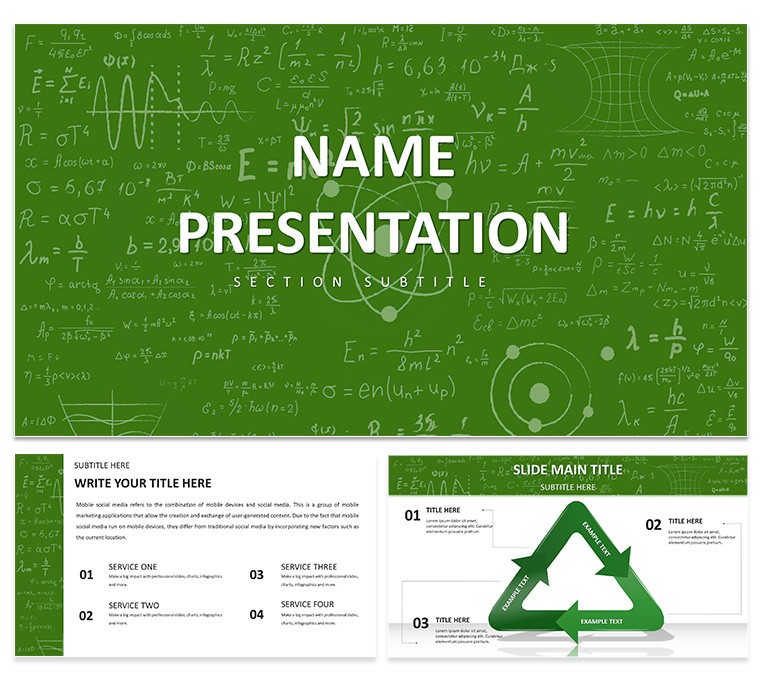 Scientific Presentation PowerPoint Template with Mathematical and Physics Elements