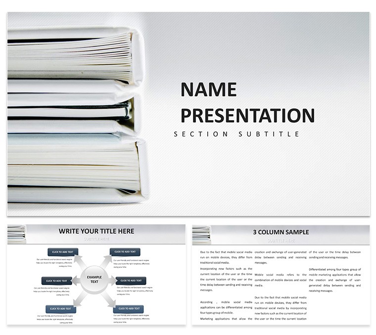 Stack Books: Learning Made Easy PowerPoint Template Presentation