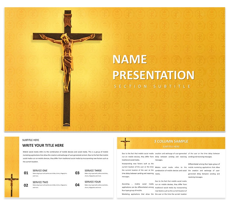 Miraculous Crucifixion of Jesus Christ PowerPoint Template for Religious Presentation