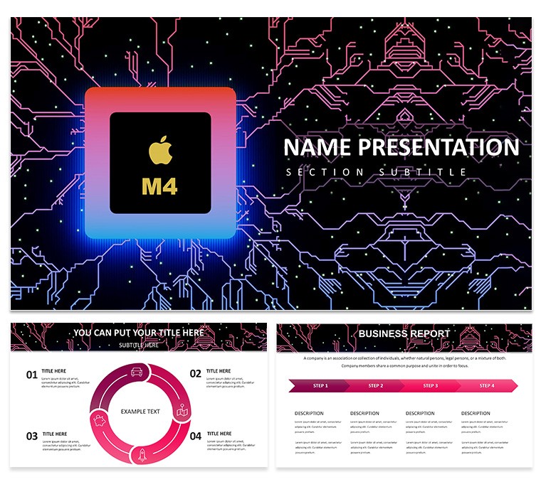 Cyberpunk Tech Presentation: Apple M4 Powerpoint Template