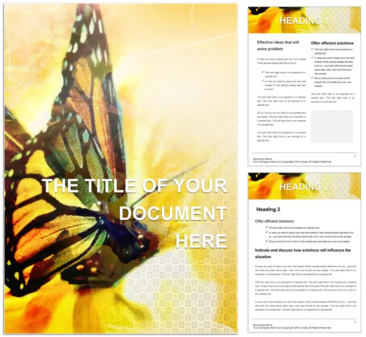 Butterfly fly Word template