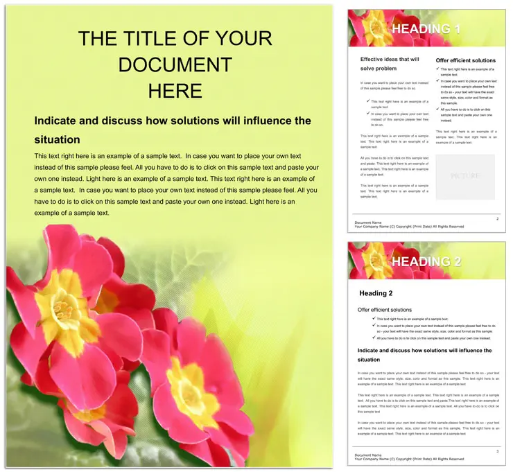 Garden flowers Word document template design