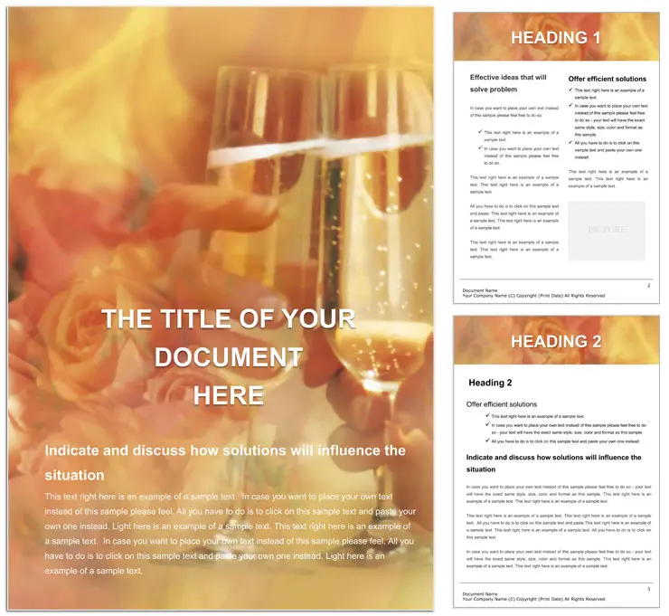 Flowers and champagne Word template