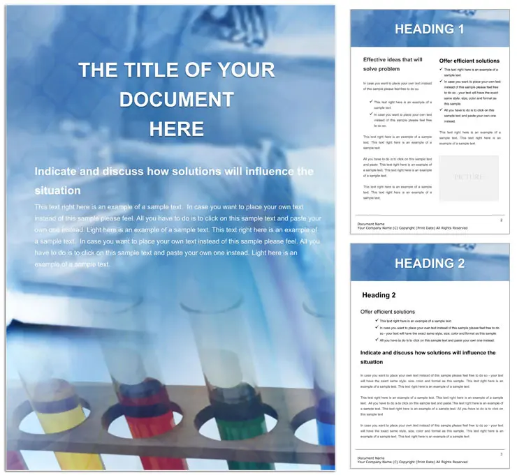 Medical Tests Word document template design