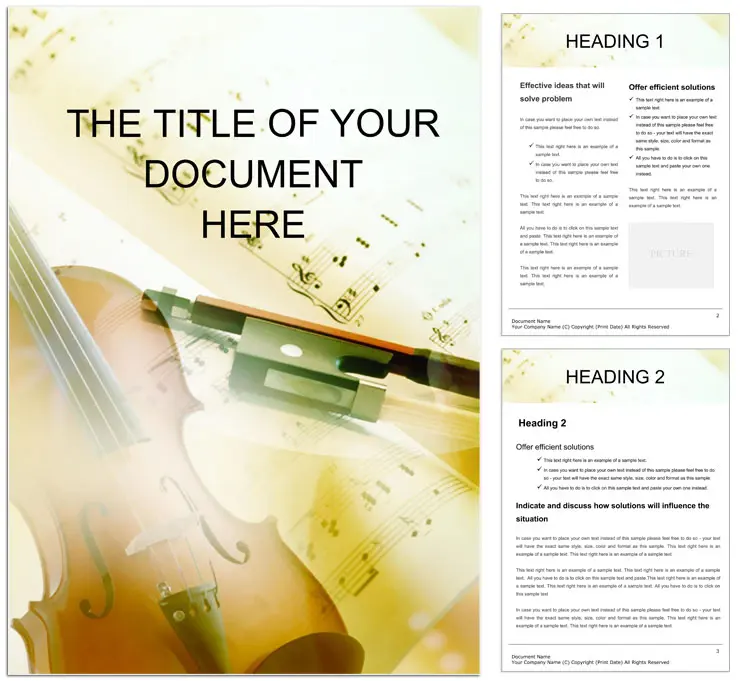 Violin and Sheet Music Word Template