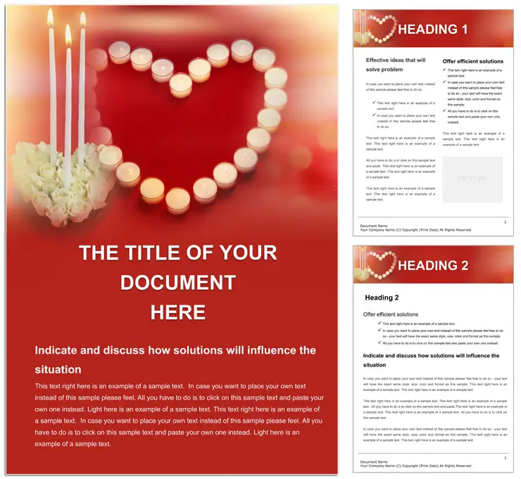Candle Heart Word document template design
