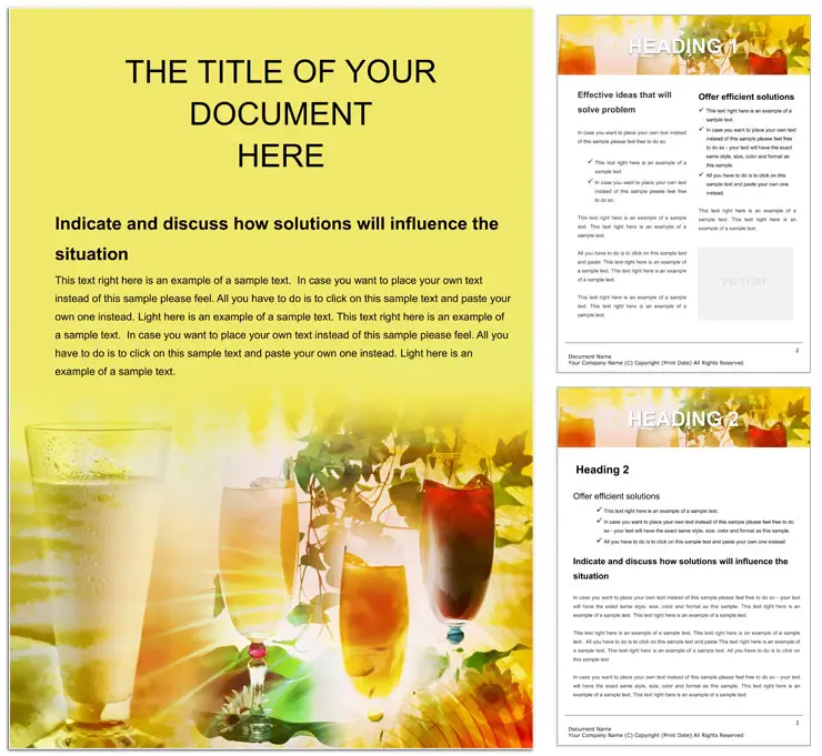 Refreshing drinks Word document template