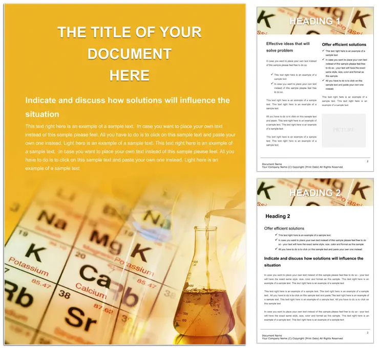 Modern Chemical Table Fittings Word Template: Design for Document