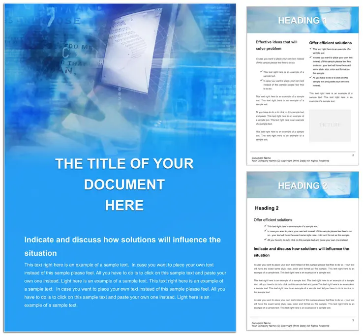 Download Monitor and Networking Word Template Design Background