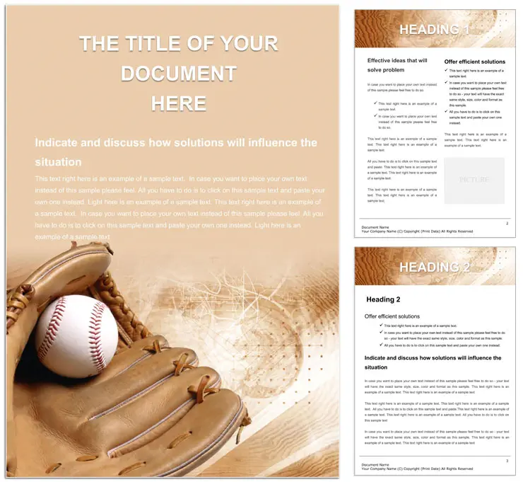 Baseball Glove Word Template for print document