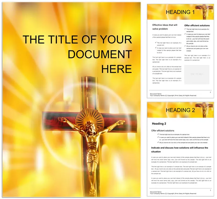 Christian Cross Word Document Template Design
