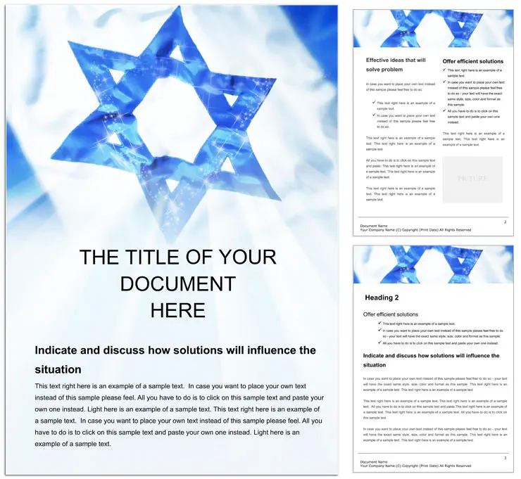 Flag of Israel Word template for print document
