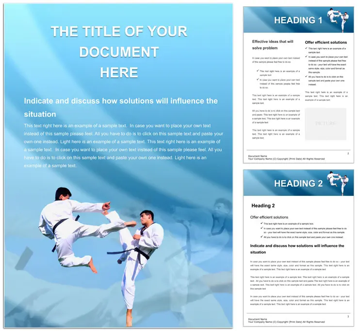 Taekwondo training Word templates