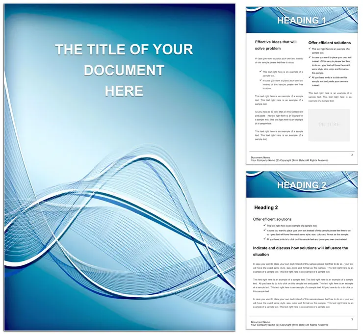 Free Blue Lightning Word template and Background for print document