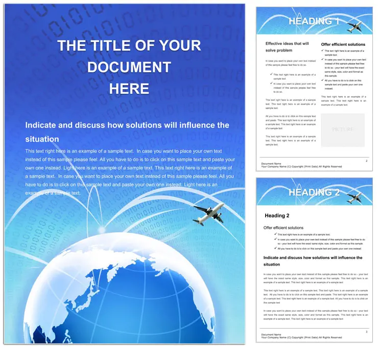 Flight Booking Word document template design