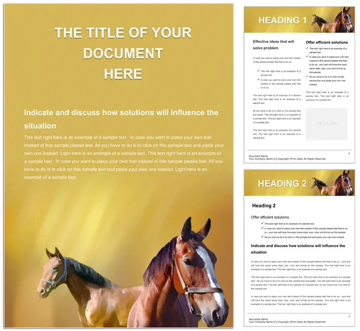 Horses Word template - Download Document