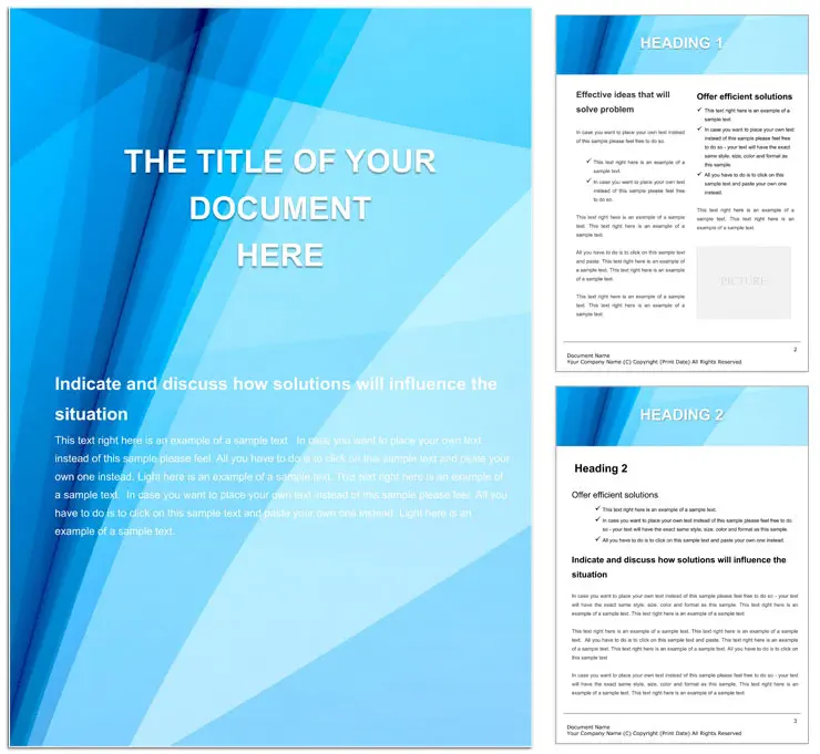 Blue Expanse Free Word template and Background for print document