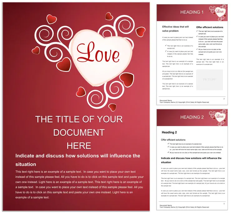 Heart of Love Word Template Design for Document | Download