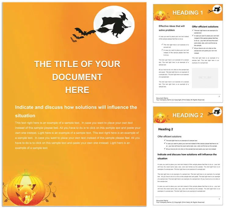 Magical Flying Witch Word Template for Documentation - Create Magical Documents
