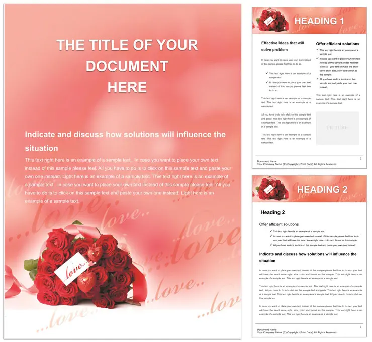 Roses of Love Word Template - Download, Print, and Customize