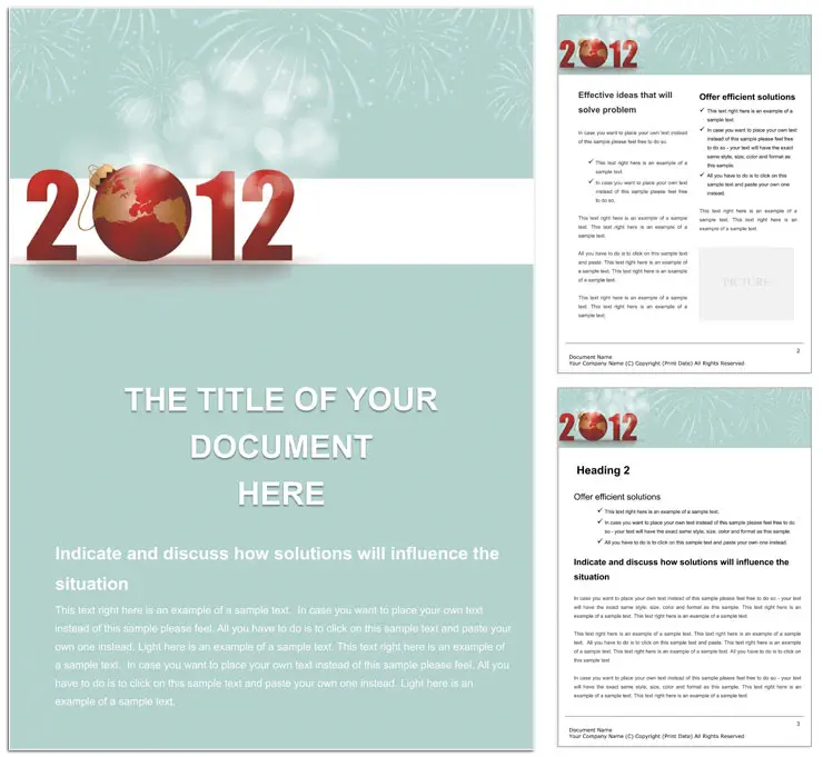 Free download Year Word template for print document