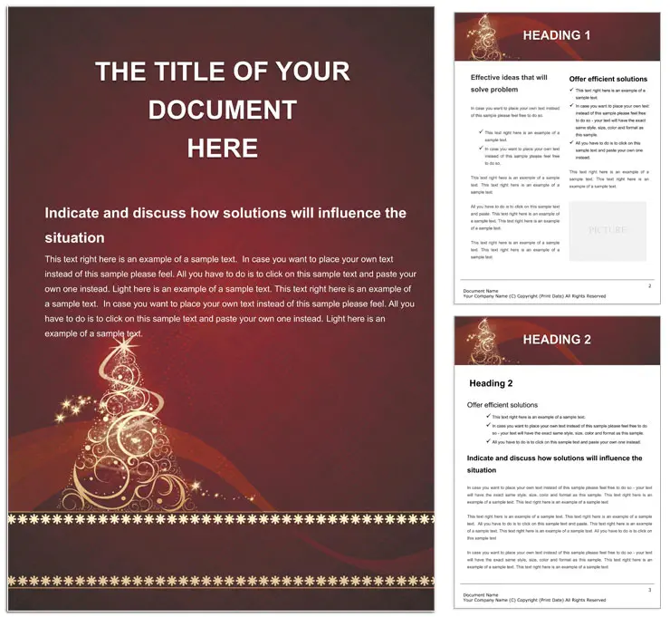 Illuminated Christmas Tree Word Template: Festive Background Design