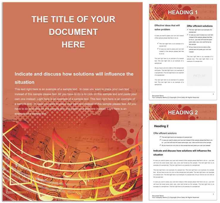 Musical Melody Word Template - Create Beautiful Music Documents