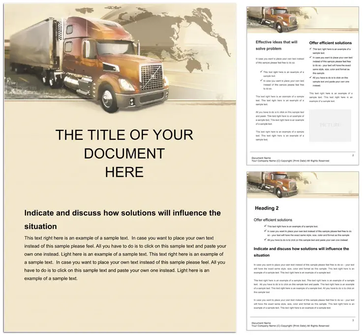 Truck on the Road Word template: Download Design