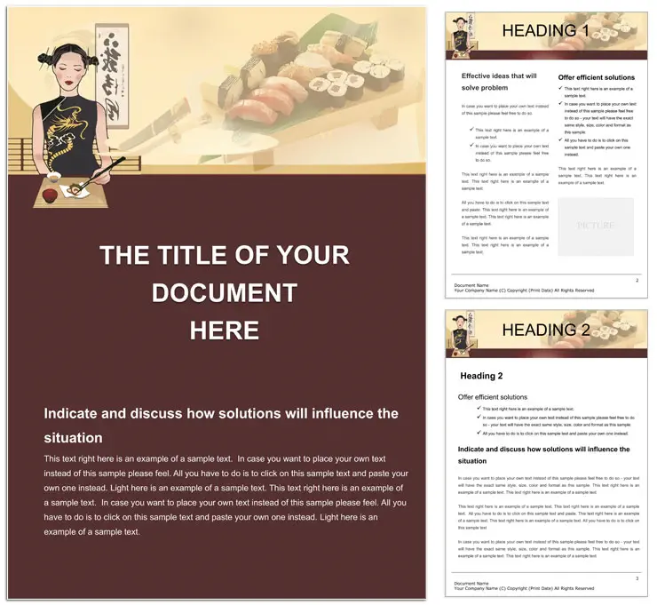 Sushi Restaurant Word Templates, Background Document